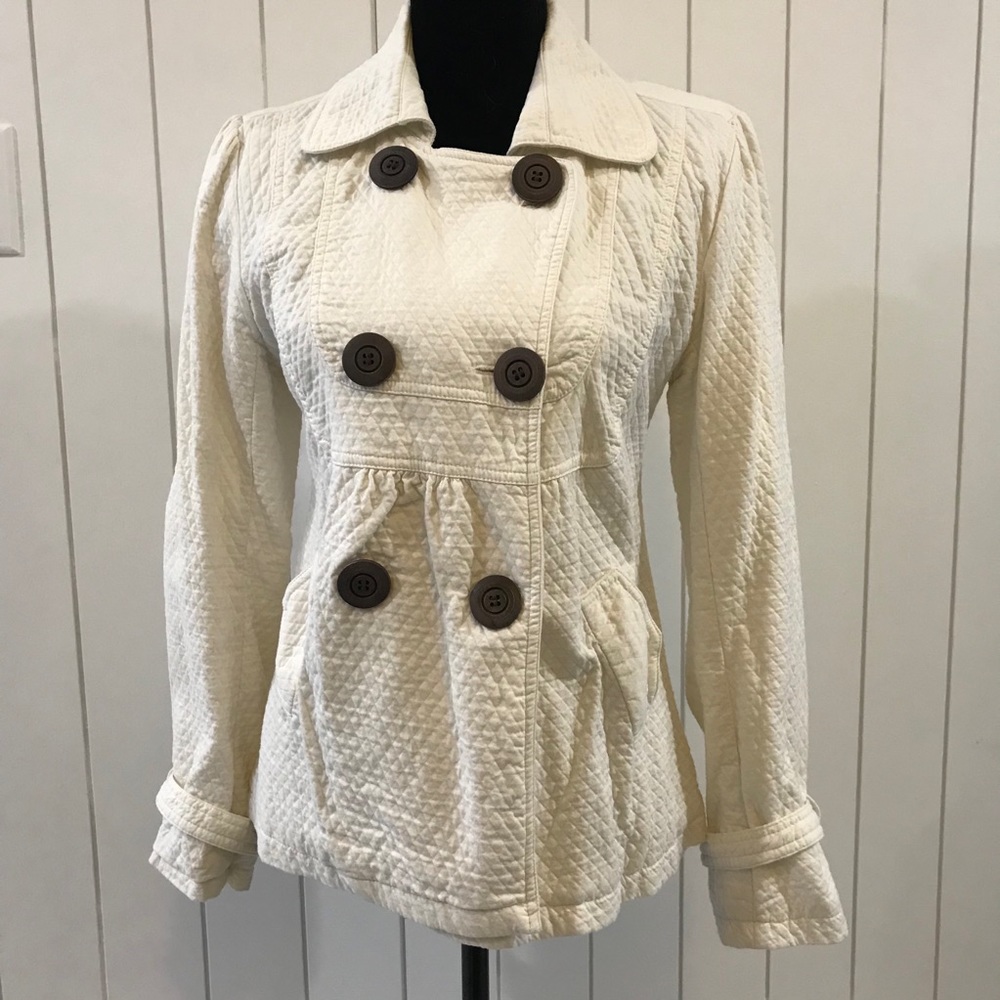 Cream color double breasted quilted jacket